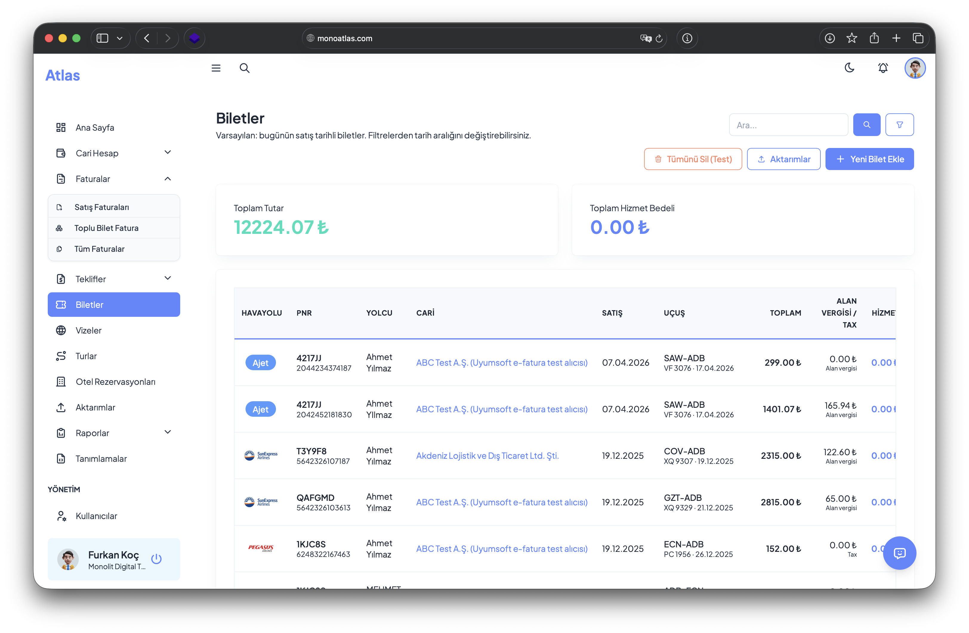 Atlas — satıştan operasyona tek akış ekranı